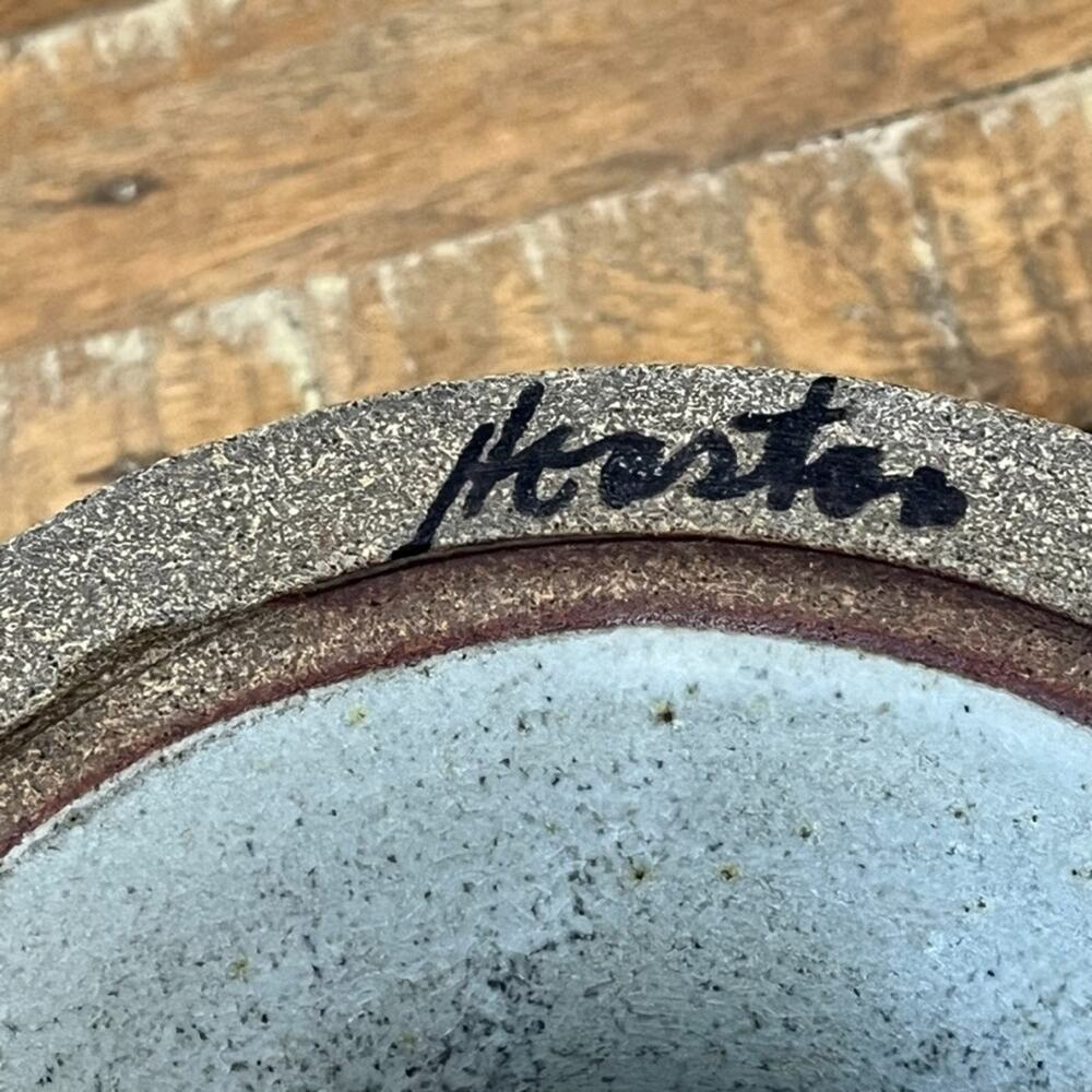Art Studio Pottery Footed Centerpiece Bowl 5.5" Gray Speckled Signed Stoneware - Picture 12 of 15